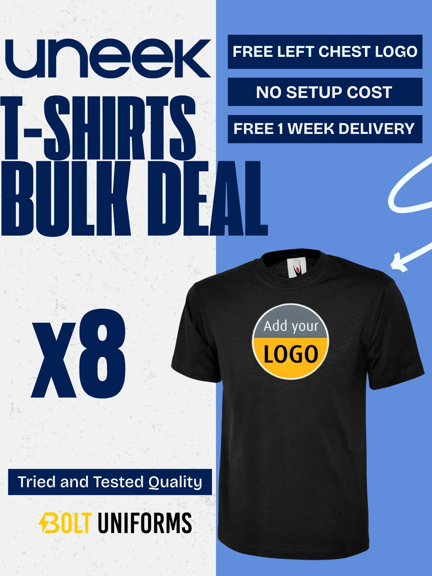 Uneek T-Shirt x8 Pack Bundle