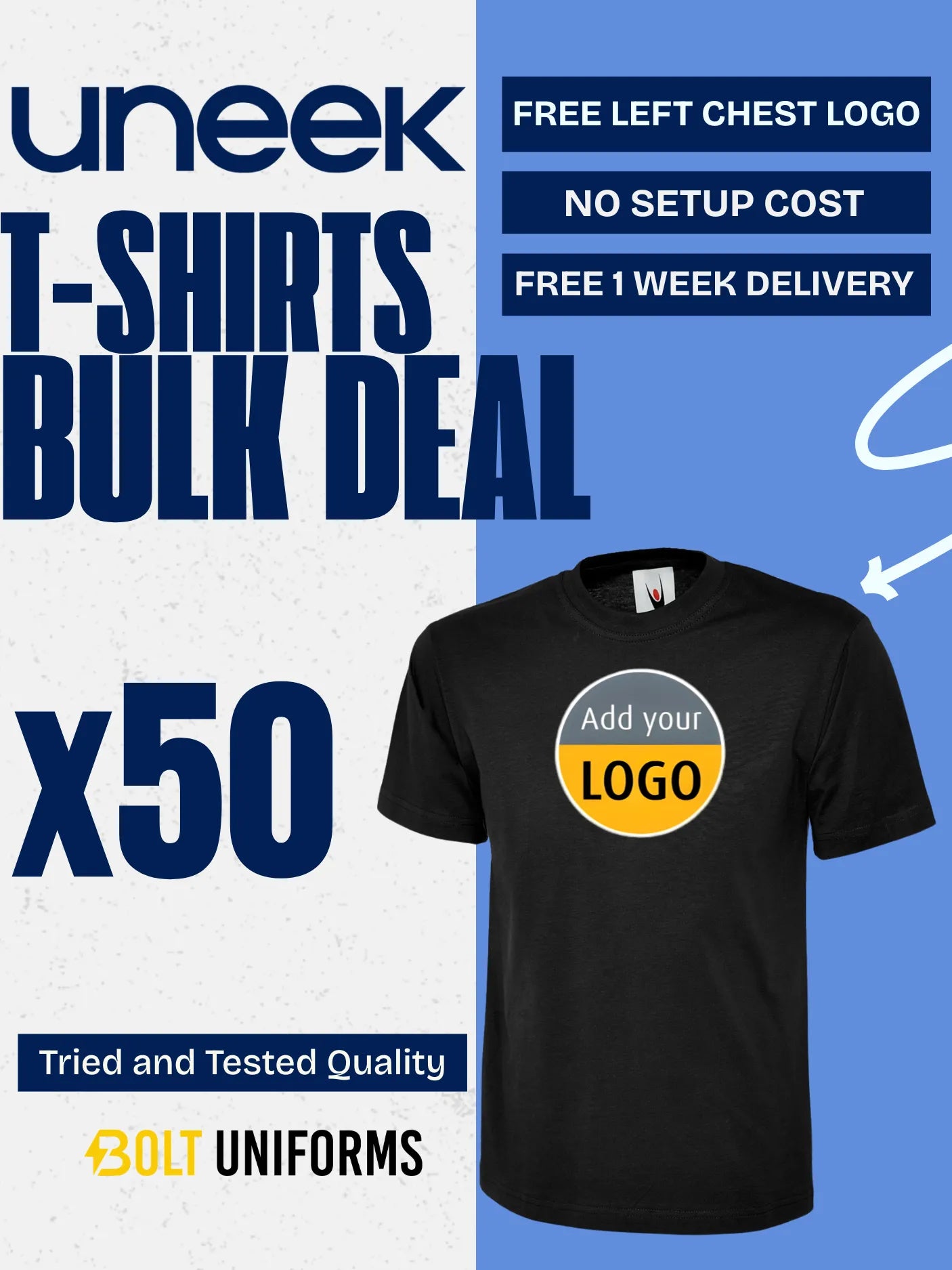 Uneek T-Shirt x50 Pack Bundle