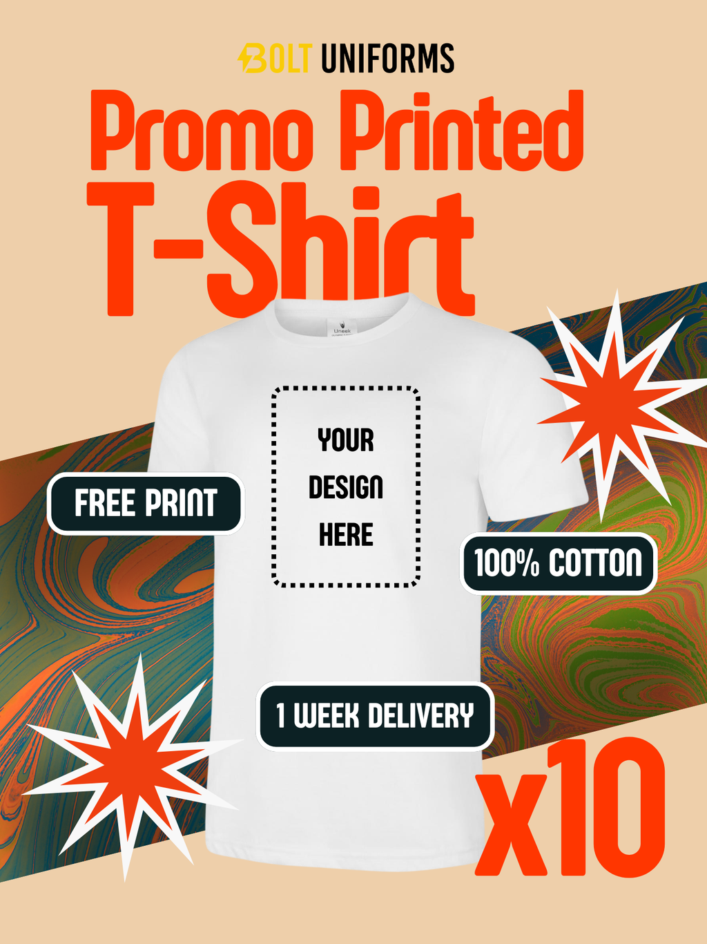 Uneek Promo Printed T-Shirt x10 Pack Bundle