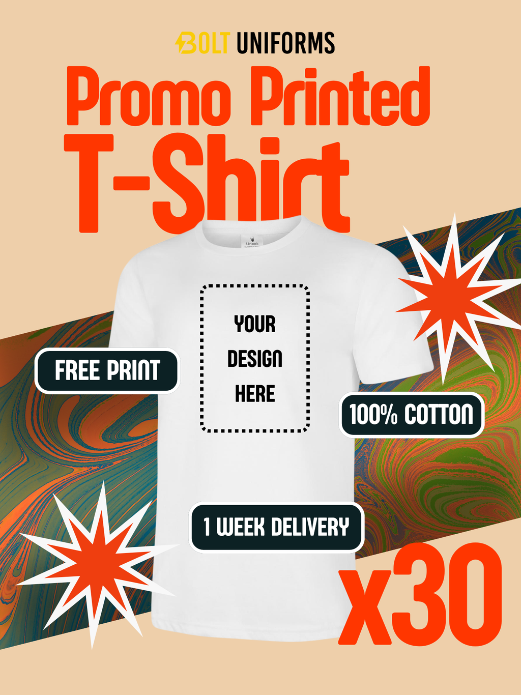 Uneek Promo Printed T-Shirt x30 Pack Bundle