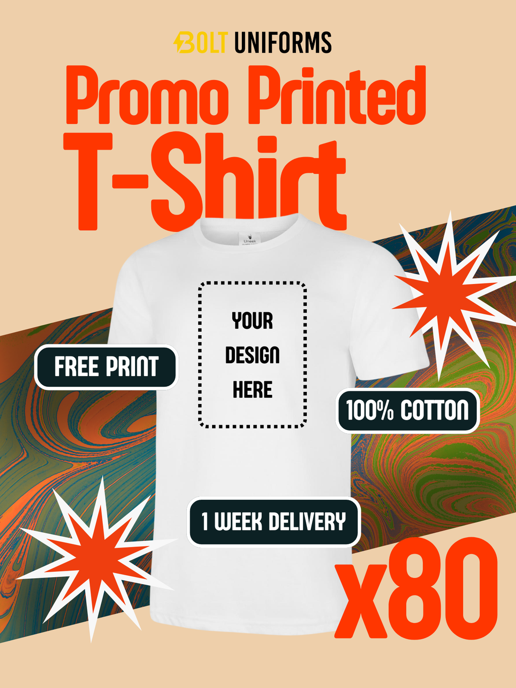 Uneek Promo Printed T-Shirt x80 Pack Bundle