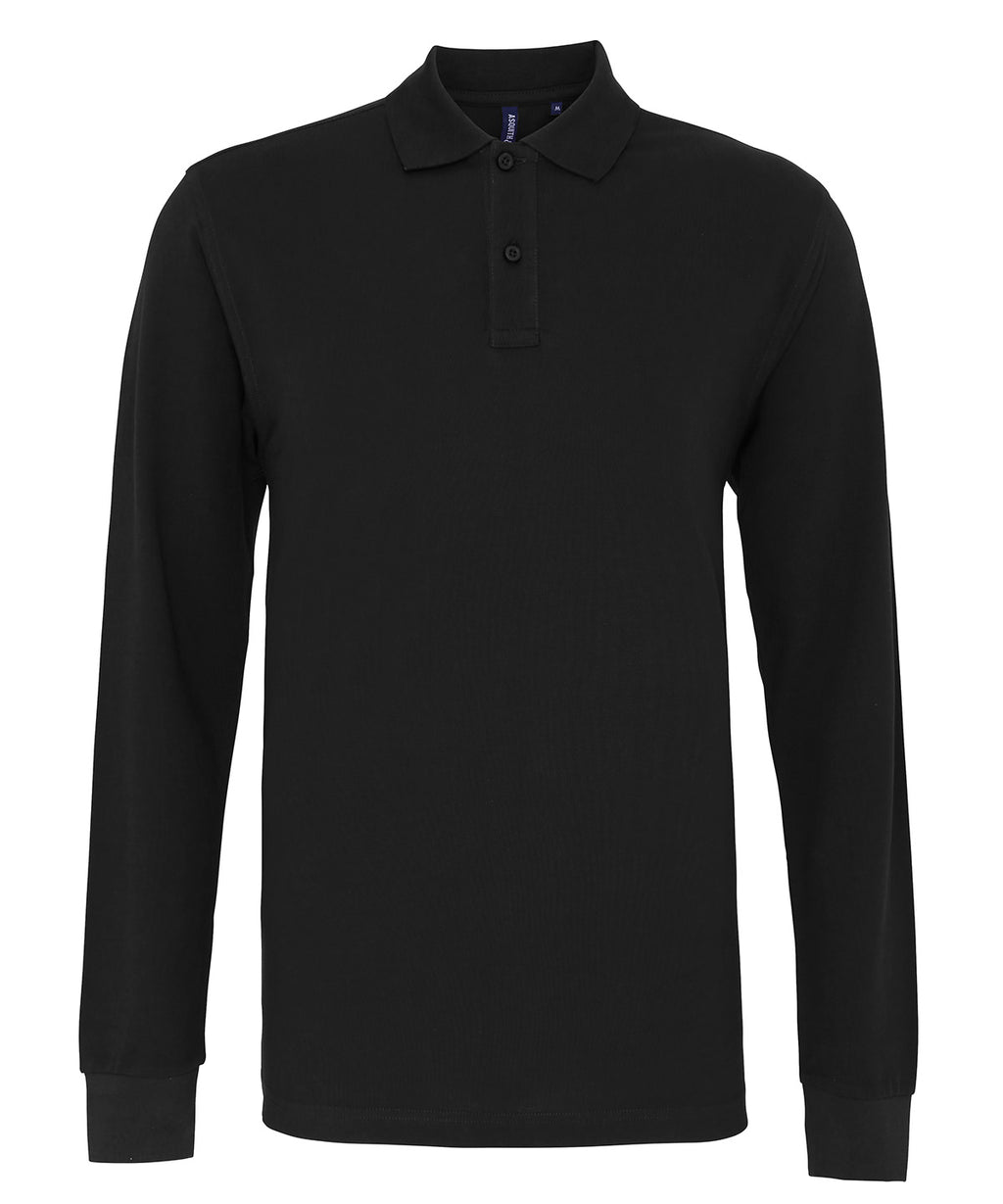 Men's classic fit long sleeved polo — Black