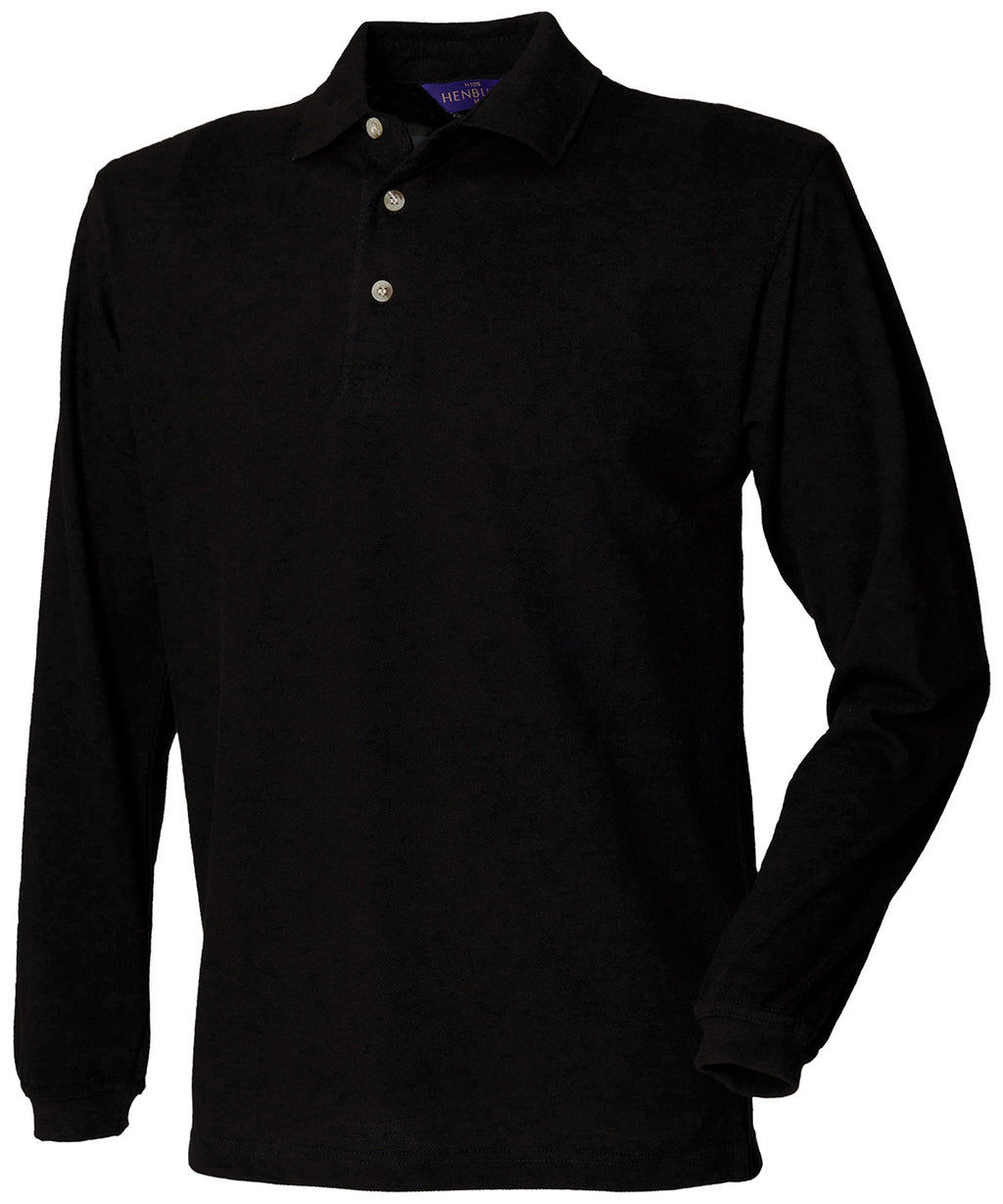 Long sleeve cotton polo shirt — Black