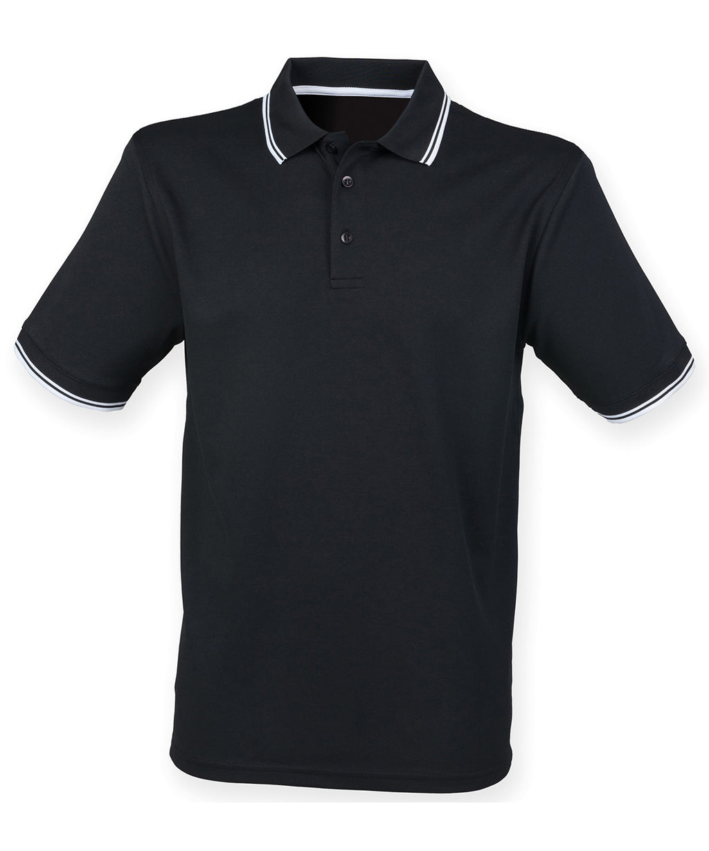 Double tipped Coolplus® polo shirt — Black/White