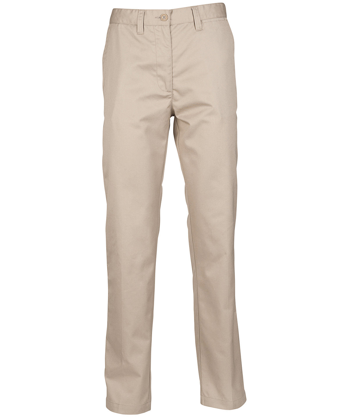 Women's 65/35 flat fronted chino trousers — Stone
