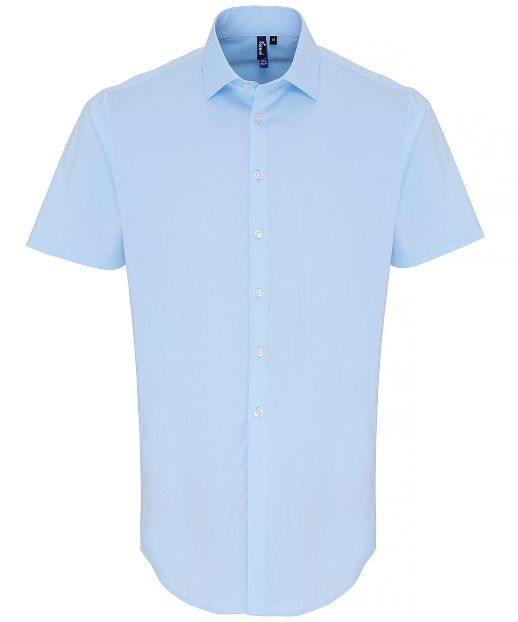 Stretch fit cotton poplin short sleeve shirt