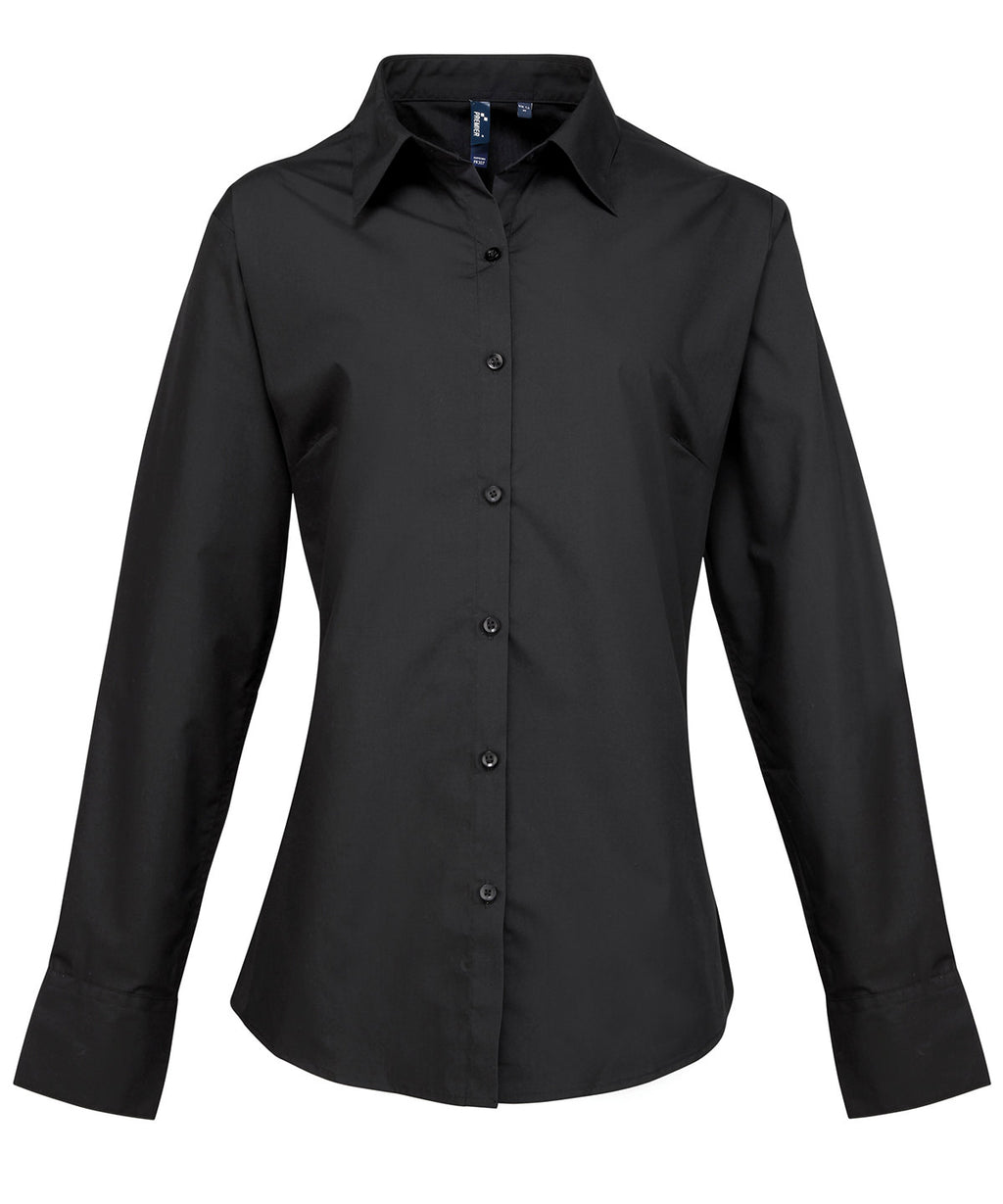 Women's supreme poplin long sleeve shirt — Black
