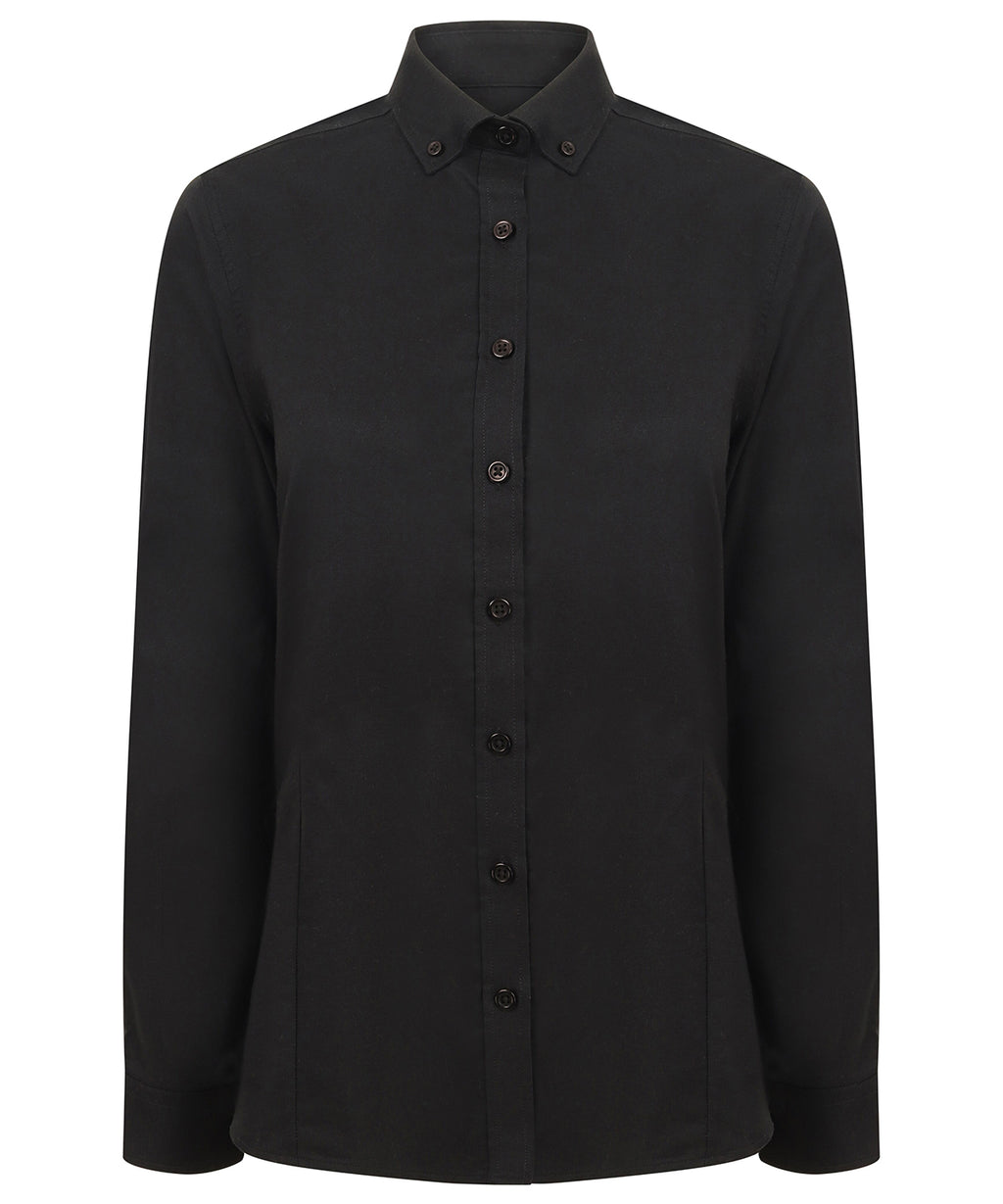 Women's modern long sleeve Oxford shirt — Black