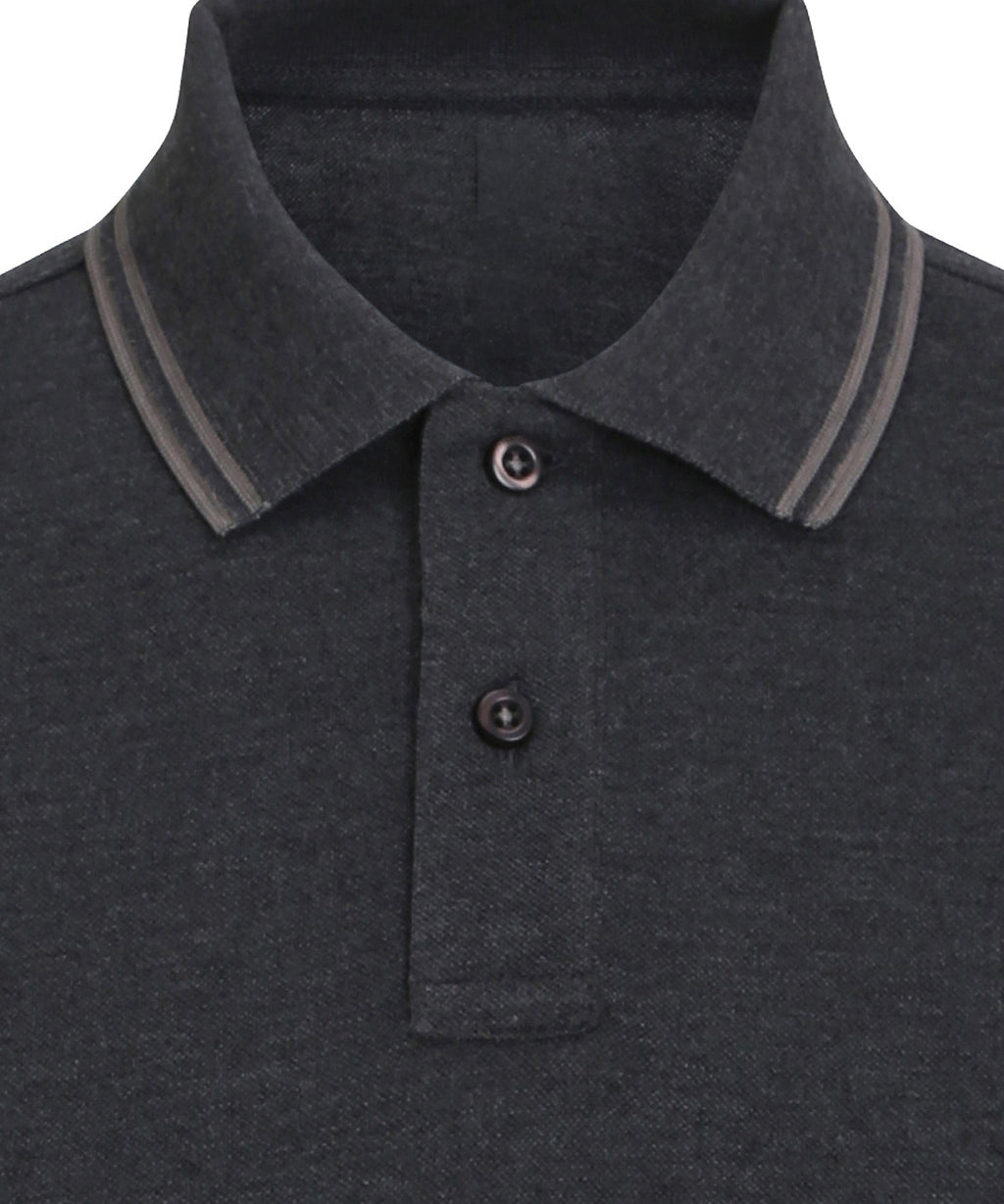 Men's classic fit tipped polo — Heather Black/Charcoal