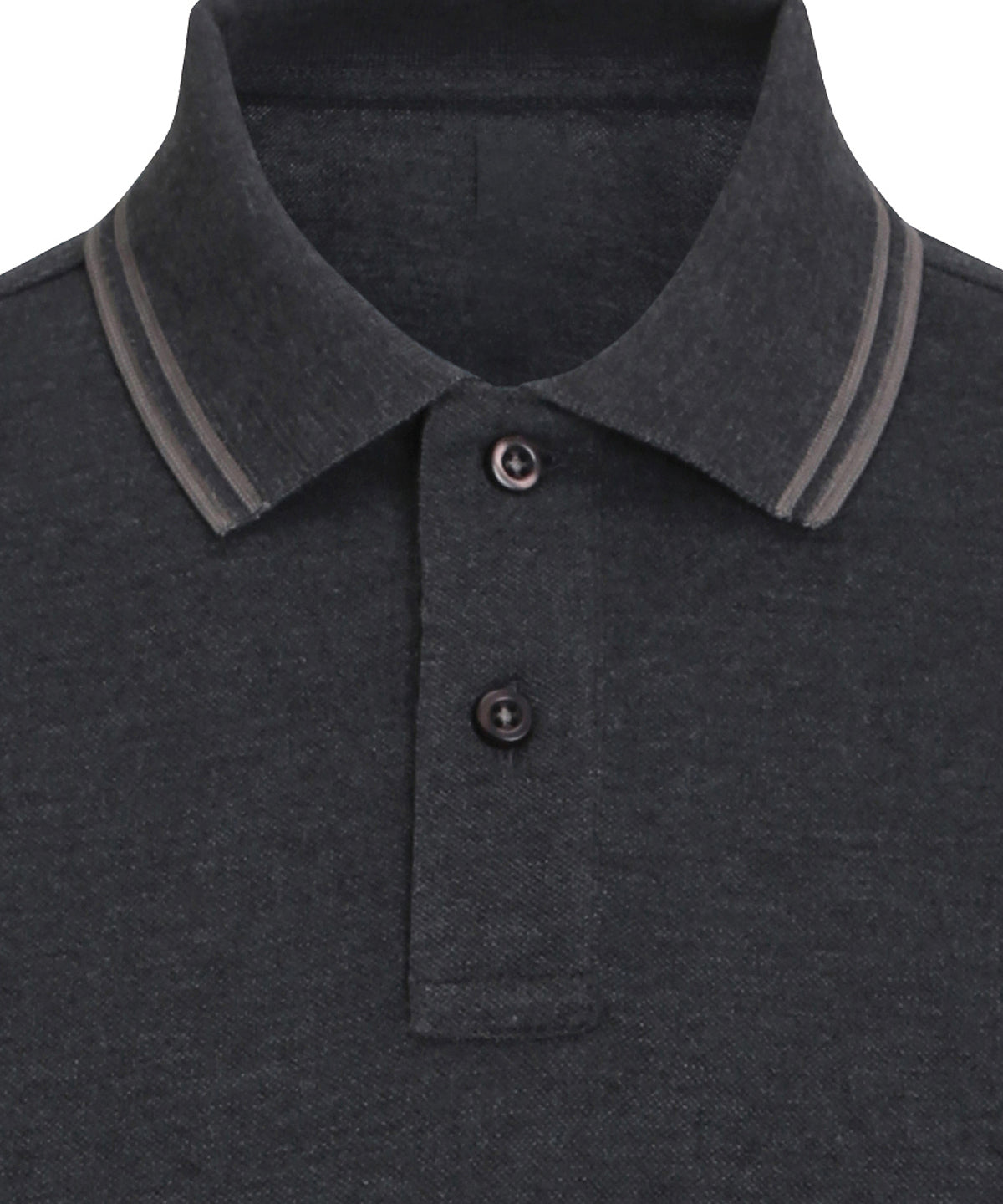 Men's classic fit tipped polo — Heather Black/Charcoal
