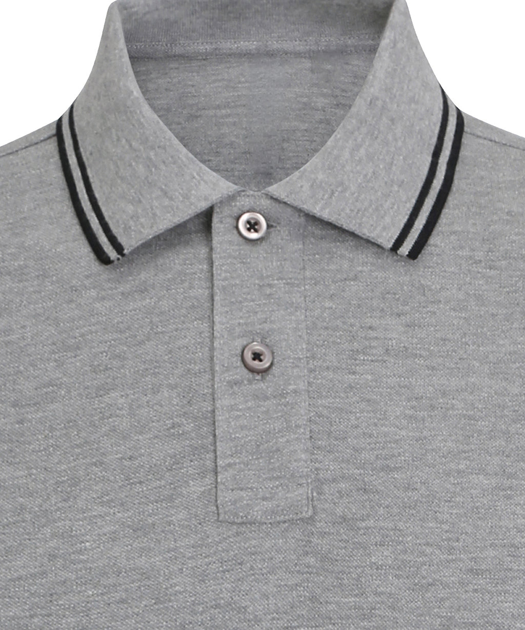 Men's classic fit tipped polo — Heather Grey/Black