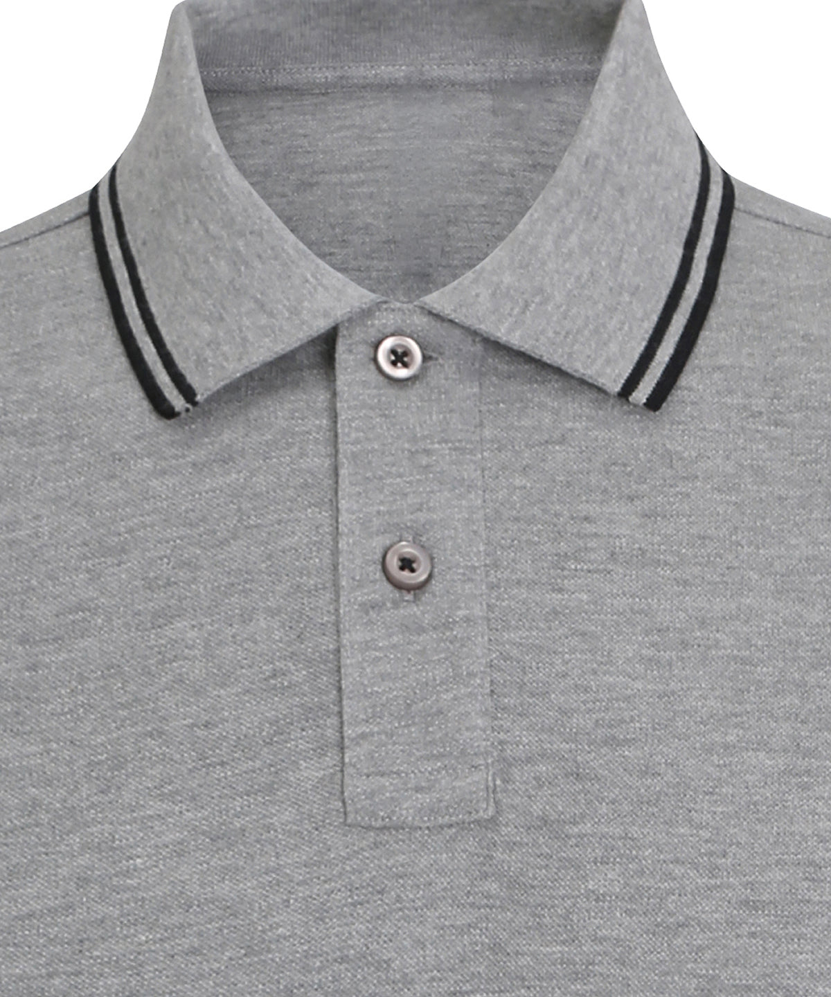Men's classic fit tipped polo — Heather Grey/Black