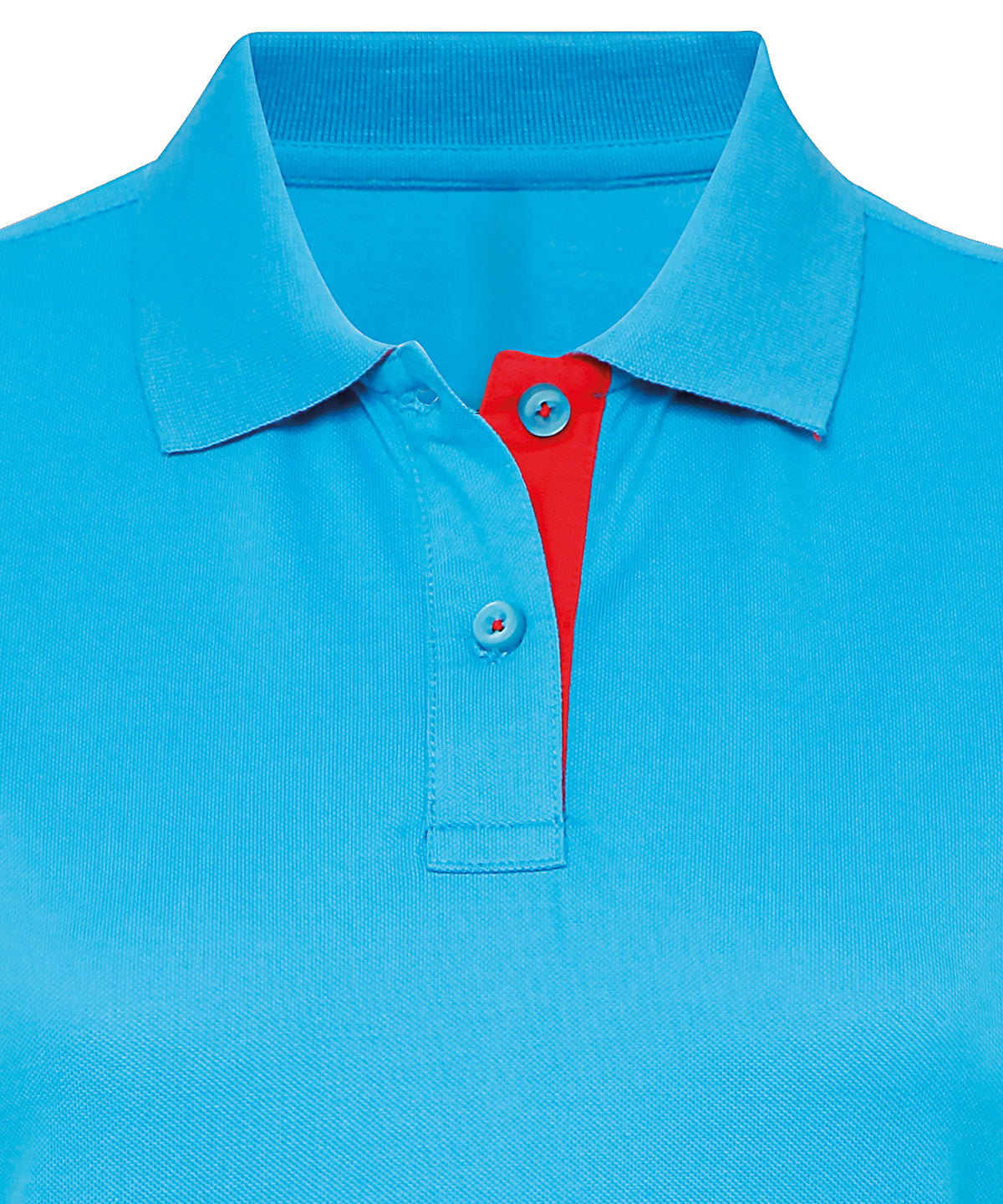 Women's contrast polo — Turquoise/Red