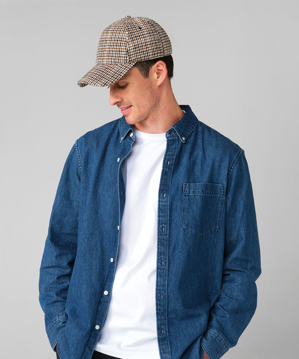 Wool blend check cap — lifestyle