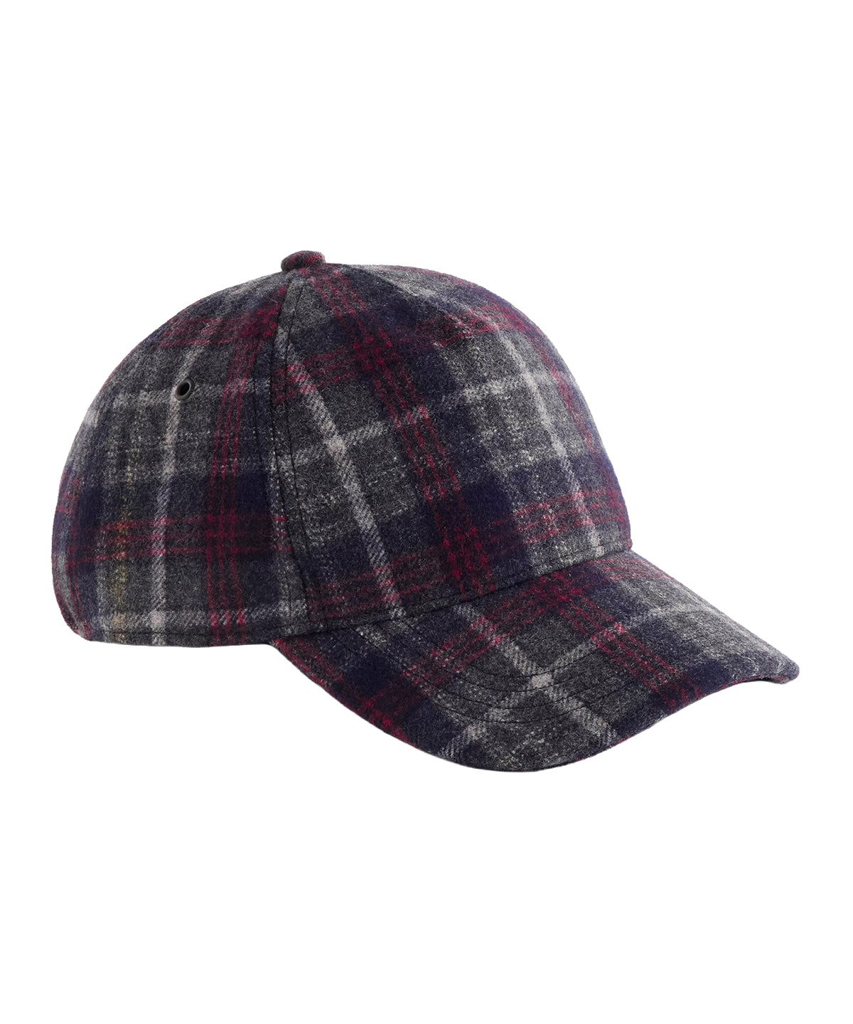 Wool blend check cap — Navy Plaid