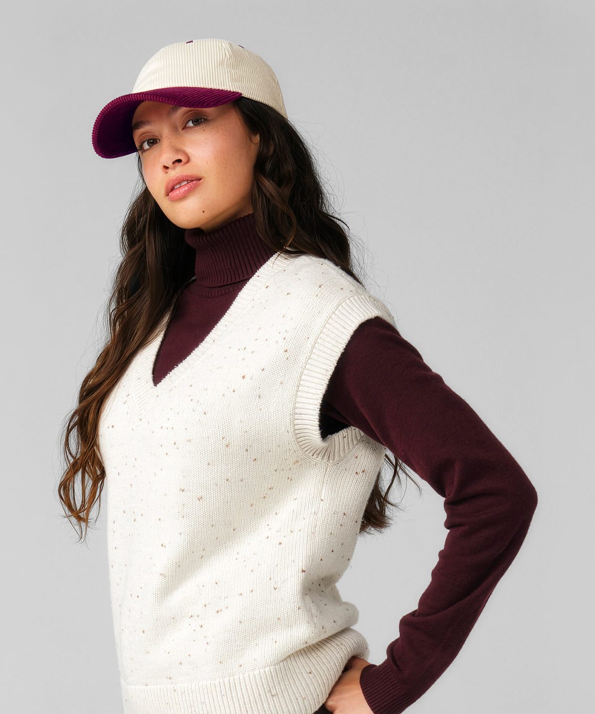 Contrast peak corduroy cap — lifestyle