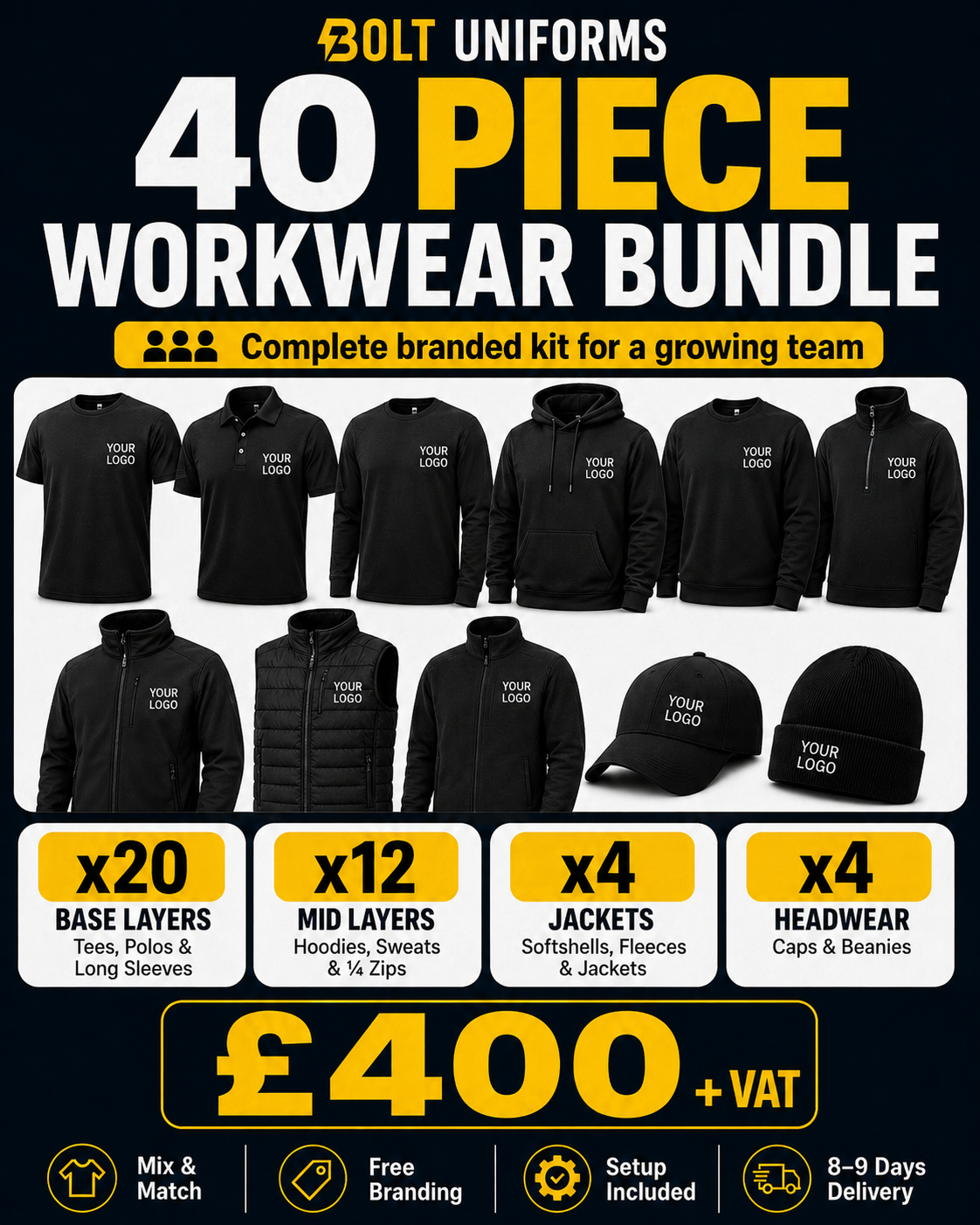 40 Piece Complete Workwear Bundle