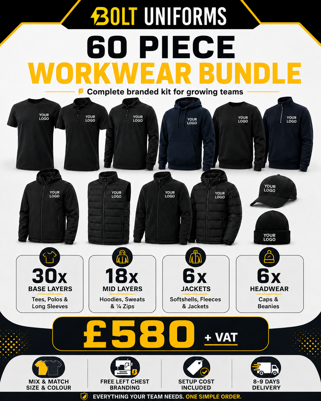 60 Piece Complete Workwear Bundle