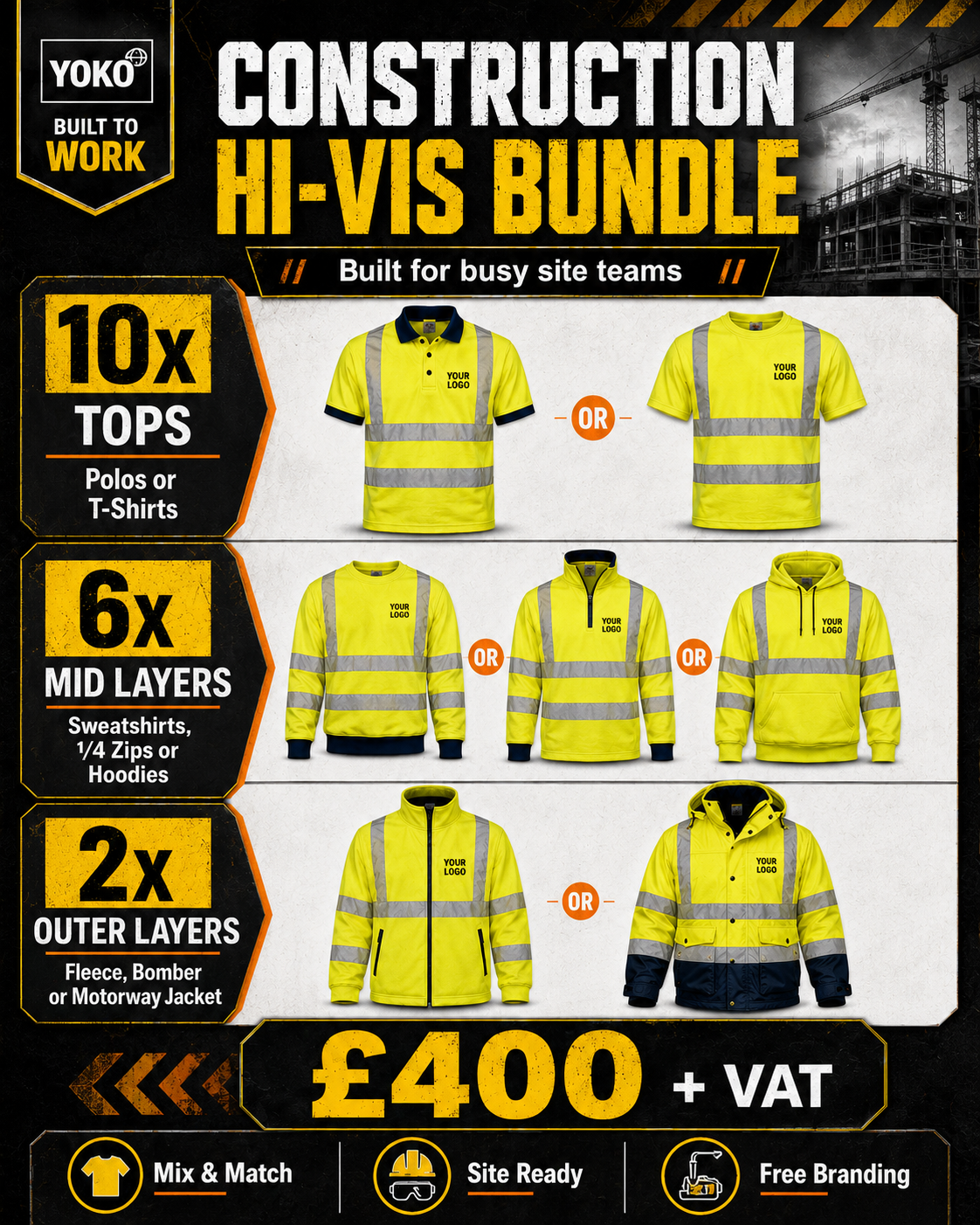 18 Piece Hi Vis Workwear Bundle