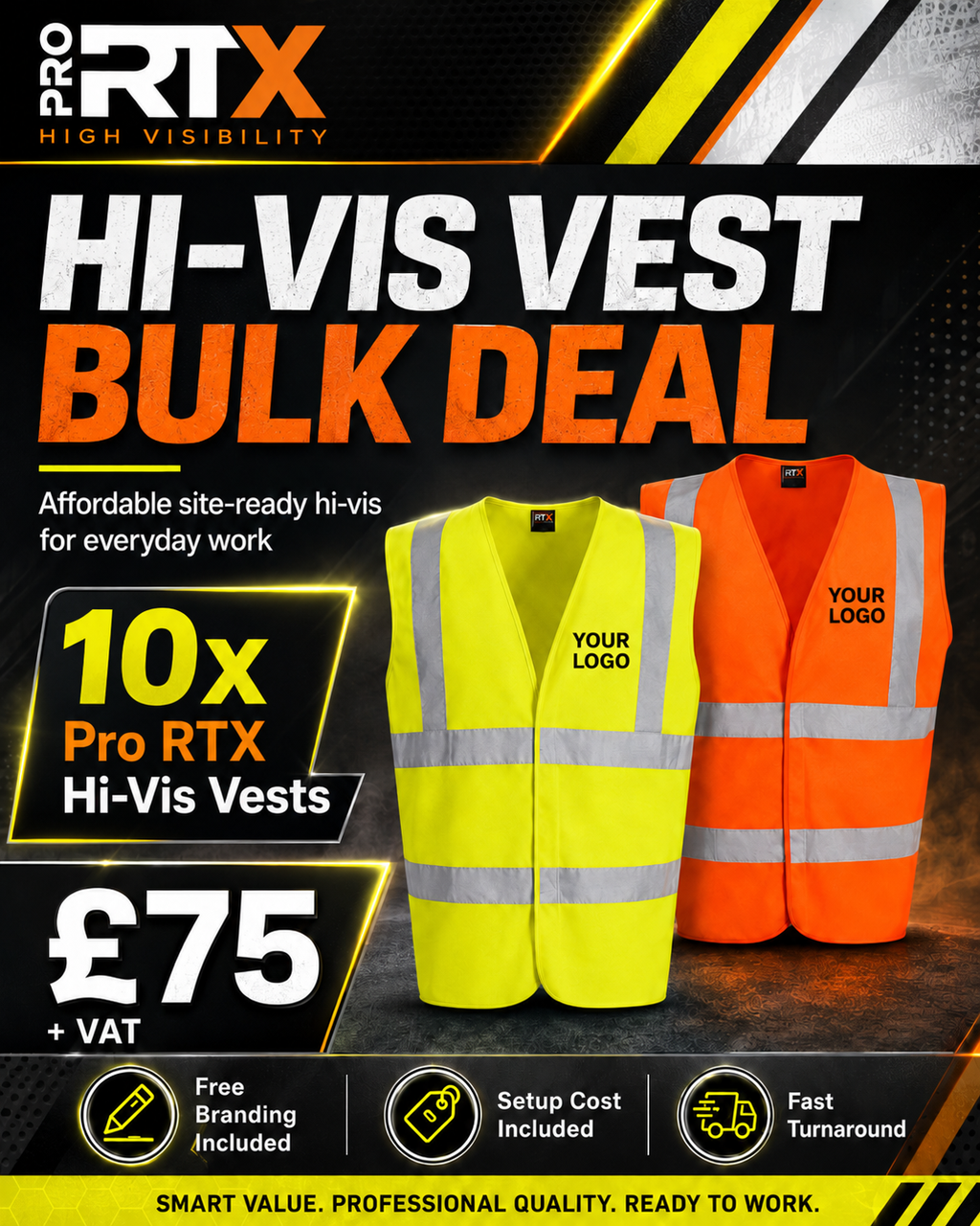 ProRTX Hi Vis Vest x10 Pack Bundle