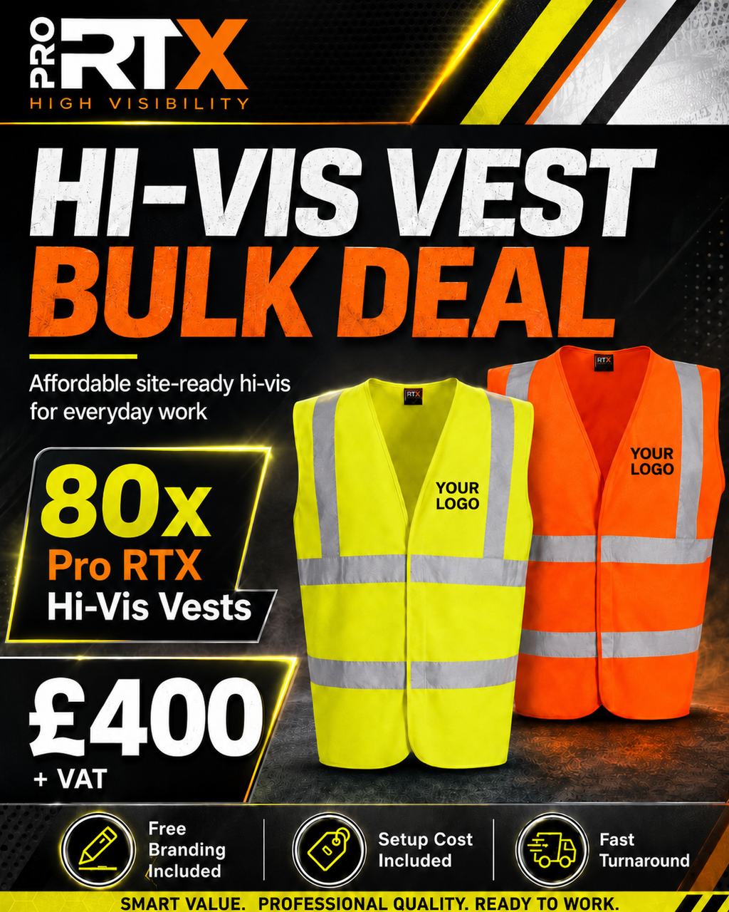 ProRTX Hi Vis Vest x80 Pack Bundle