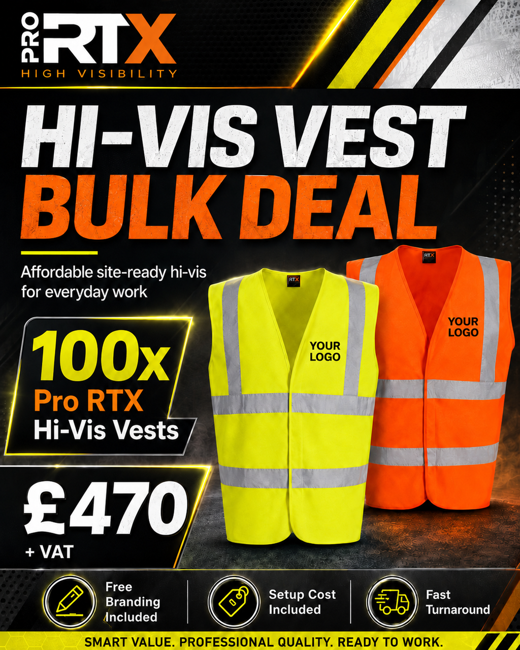 ProRTX Hi Vis Vest x100 Pack Bundle