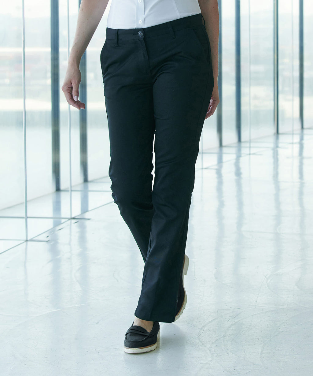 Women's 65/35 flat fronted chino trousers — lifestyle