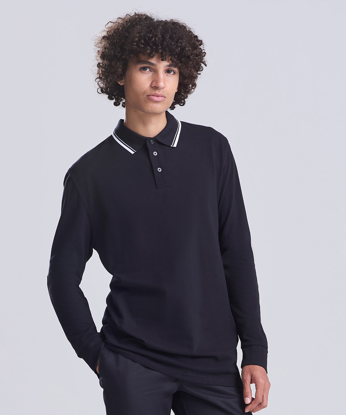 Long sleeve tipped 100 polo — lifestyle