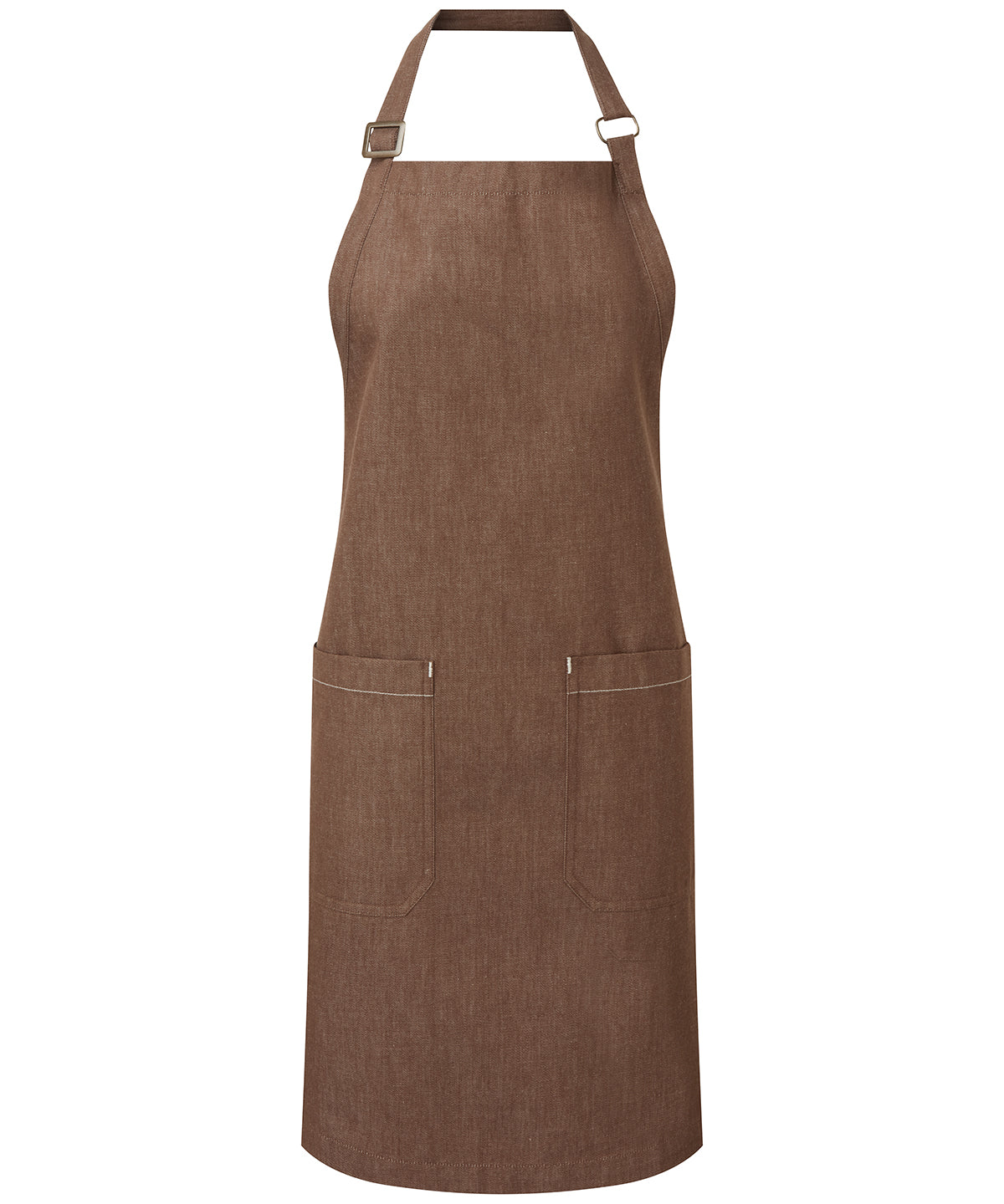 Cotton denim bib apron, organic and Fairtrade certified — Brown Denim