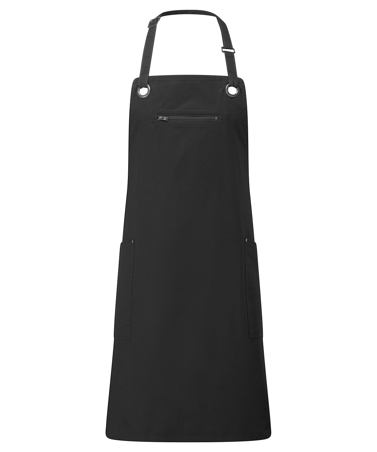‘Barley’ Contrast Stitch Bib Apron — Black/Charcoal