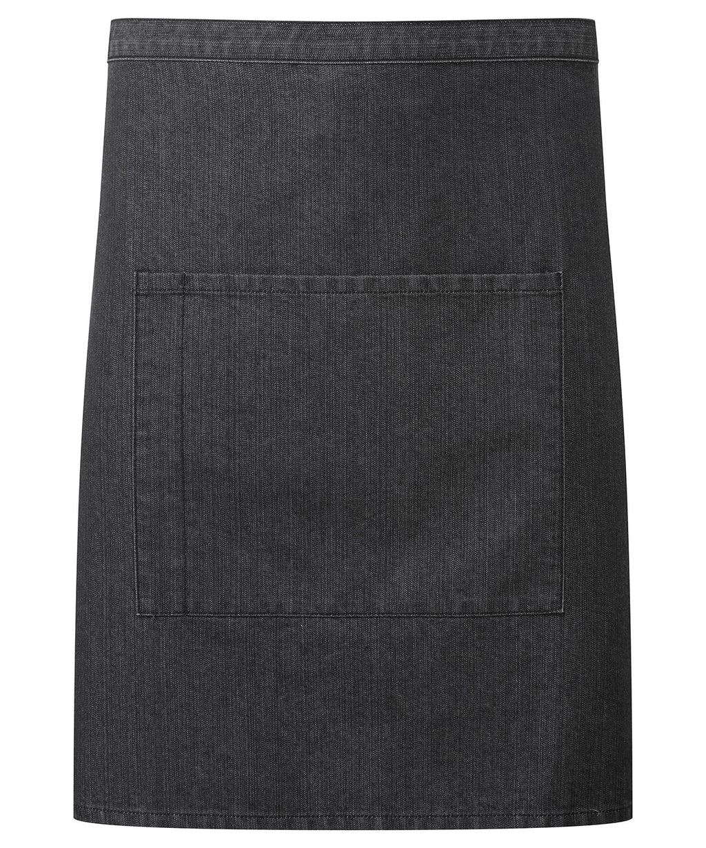 ‘Colours collection’ mid-length pocket apron — Black Denim