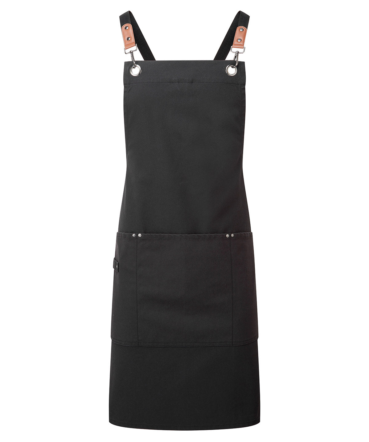 Clip ‘n’ Clasp cross-back bib apron — Black