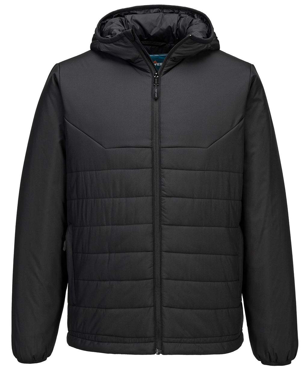 Professional hooded insulated baffle jacket (S608) — Black