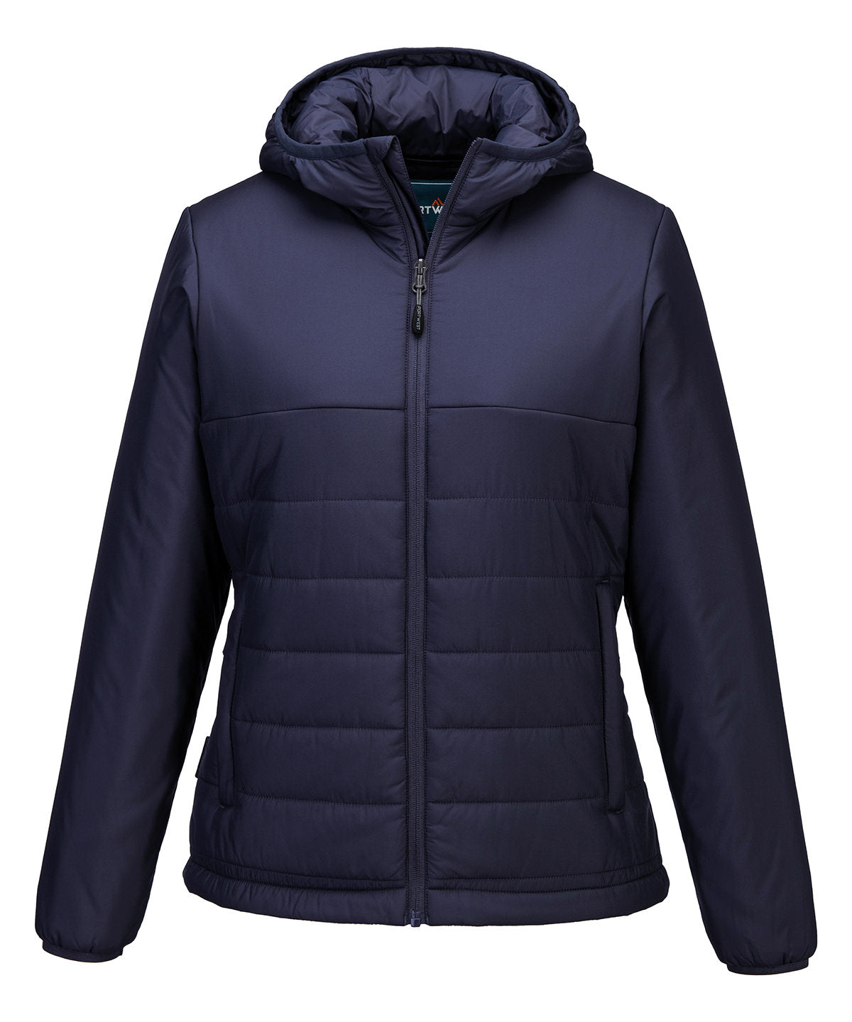 Women’s professional hooded insulated baffle jacket (S613) — Navy