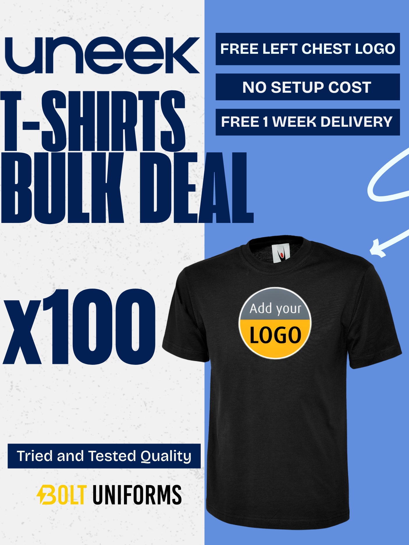 Uneek T-Shirt x100 Pack Bundle