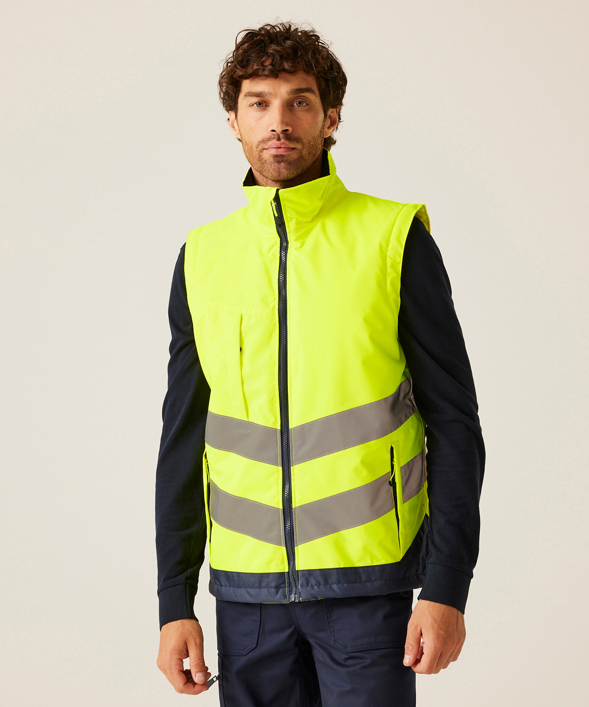 Official Regatta High Visibility RG383 high-vis pro bodywarmer lifestyle photograph 2026