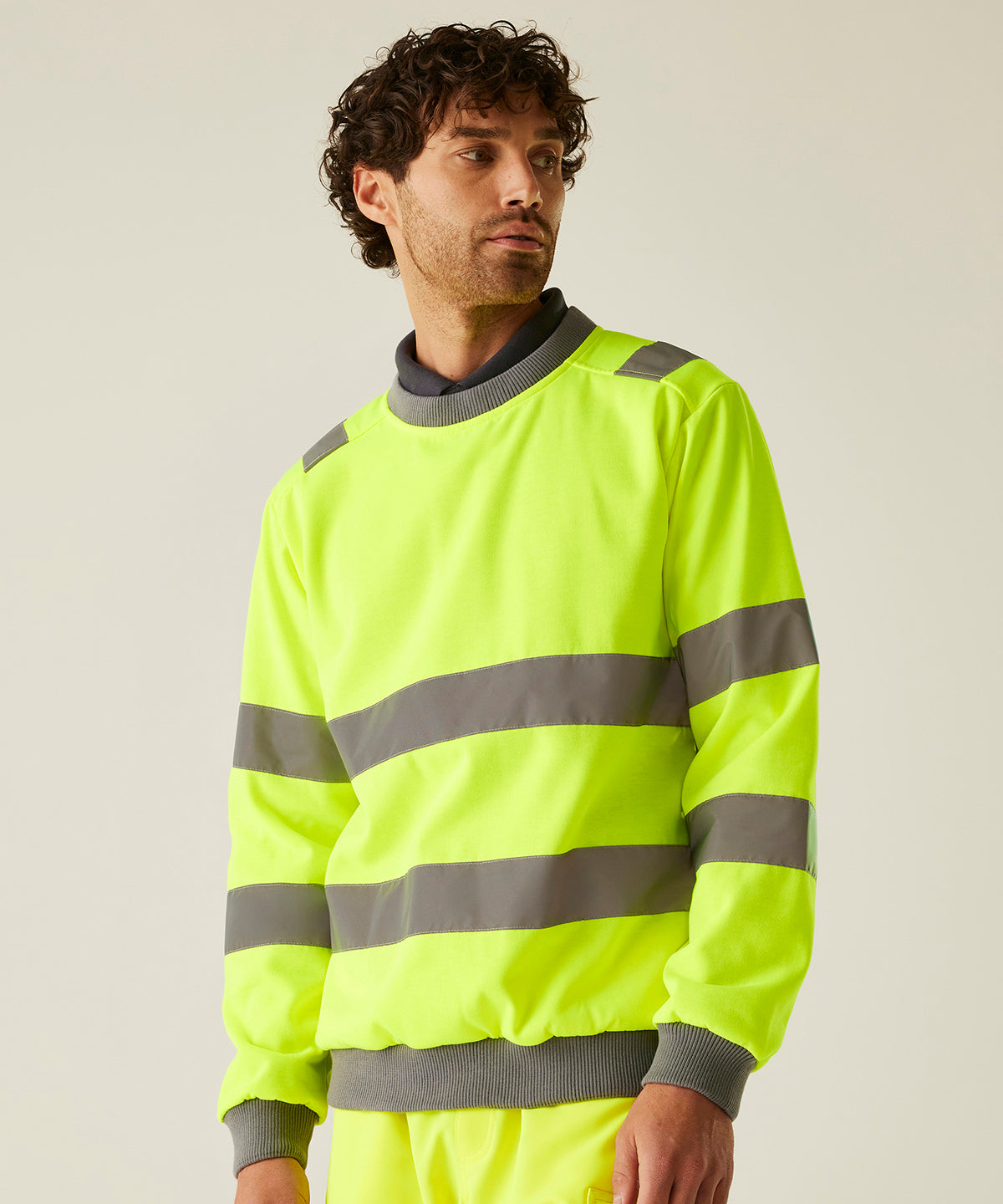 Hi-vis Pro contrast crew neck sweatshirt — lifestyle