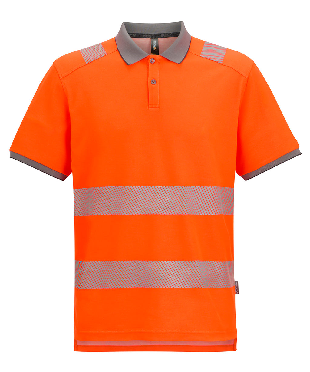 Hi-vis pro comfort polycotton polo — Black/Orange