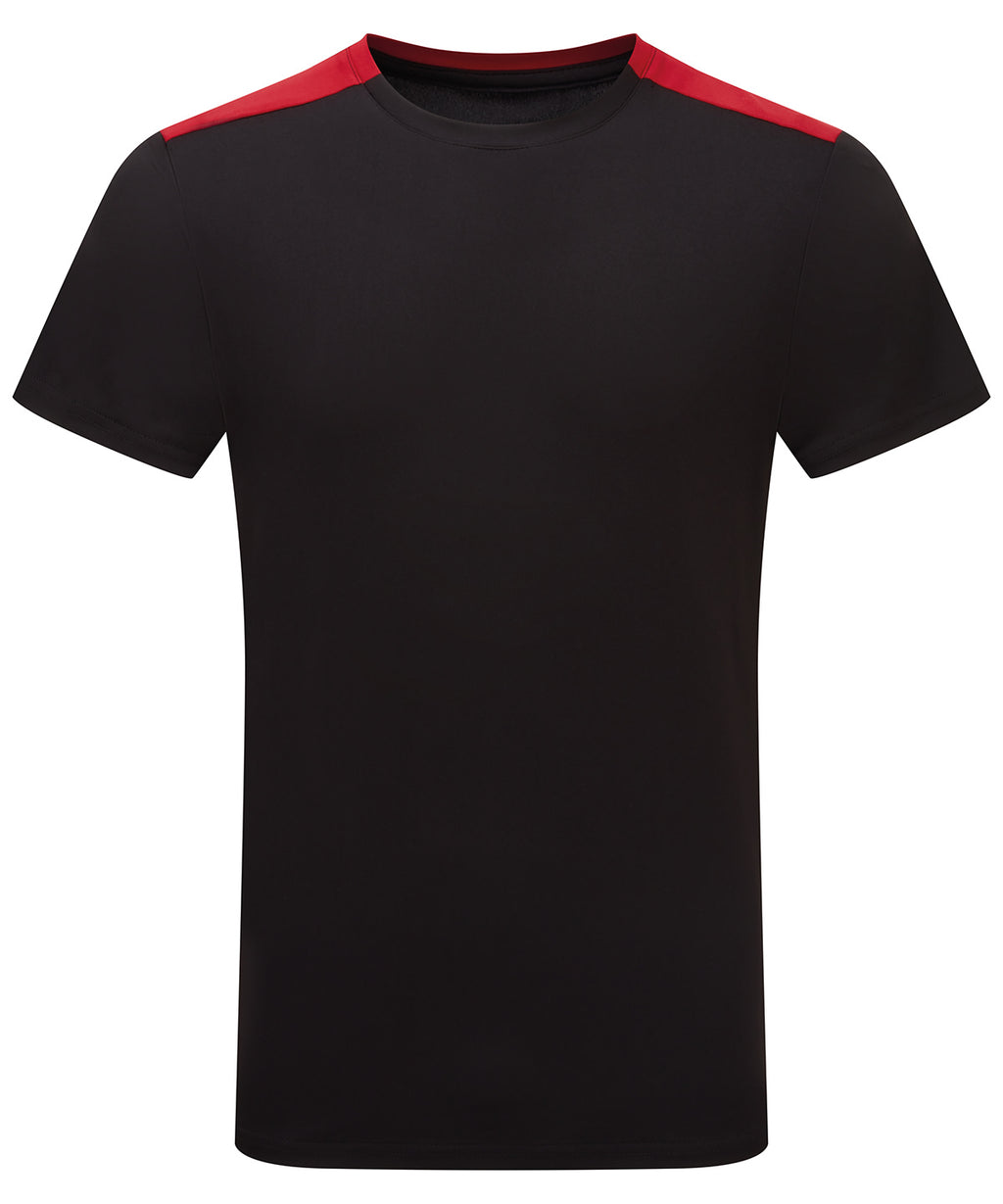 TriDri® contrast performance t-shirt — Black/Fire Red