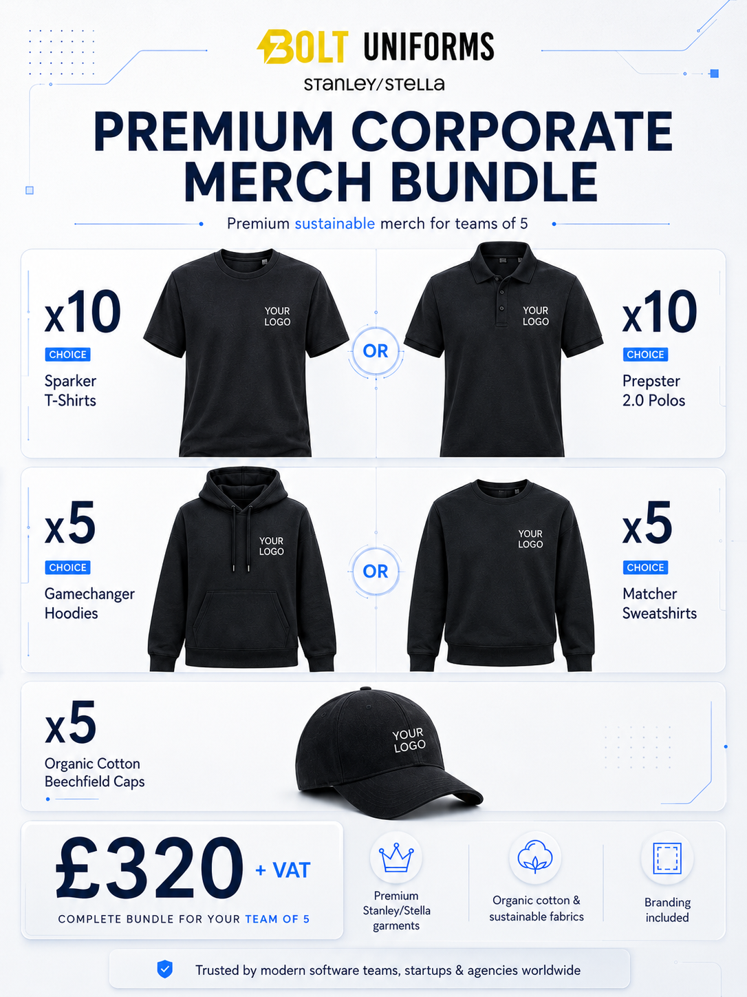 Team of 5 Corporate Branded Merch Bundle